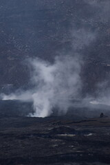 The dramatic volcanic craters and eruption areas from Mouna Loa in Volcanoes National Park, Hawaii