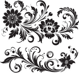 Floral Ornamental Borders Element on a isolated white background