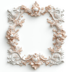 Ornate Decorative Baroque Frame with Floral and Scroll Motifs in Silver and Gold