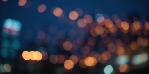 Abstract Night Lightscape Blurred Bokeh of Urban Illumination