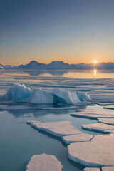 Global warming and melting of ice in the Arctic. Climate change on planet earth.