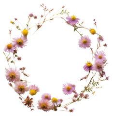 Obraz premium PNG Real pressed aster flowers necklace jewelry wreath.