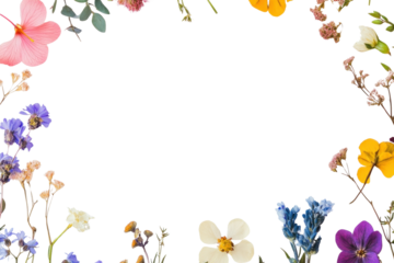 PNG Real pressed flowers border background white