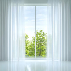 Naklejka premium Serene Window View 3D Render