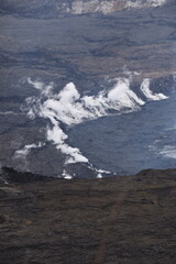 The black coastal landscapes and lava beaches from the active volcanoes on the big island of Hawaii, Pacific