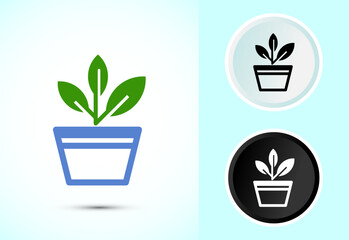 Plant icon design illustration, Sprout icon for apps and webs