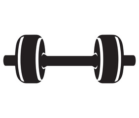 Dumbbell isolated on white background, Cartoon dumbbells silhouette icon