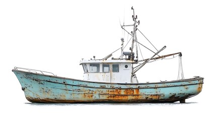 Fototapeta premium Rusty Fishing Boat on White Background
