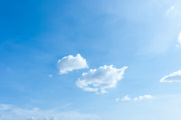 Blue Sky Fluffy White Clouds Sunny Day Nature Background