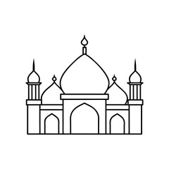 mosque vector line art with white background