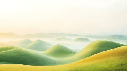 Obraz premium Morning Mist over Rolling Green Hills