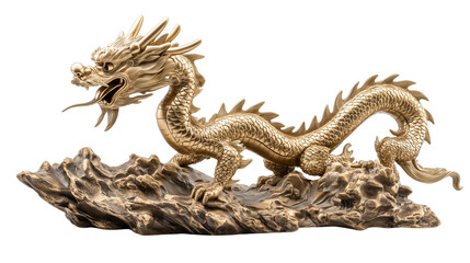 Fototapeta premium a Golden dragon isolated on a transparent background