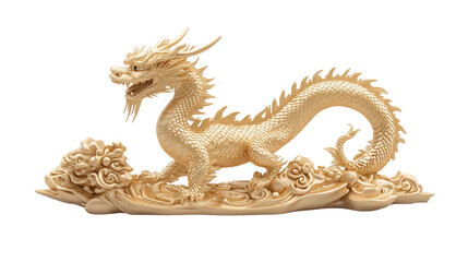 Obraz premium a Golden dragon isolated on a transparent background