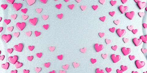 Lovely Pink and Rose Hearts on Shimmering Background for Valentine's Day or Romantic Celebration