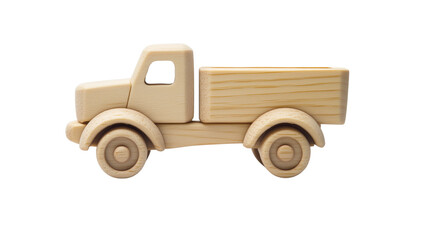 a Wooden toy truck isolated on a transparent background