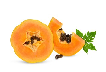 ripe papaya isolated on white background. full depth of field