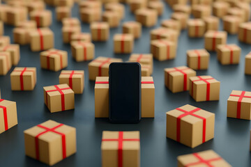 3D Render Online Shopping Packages