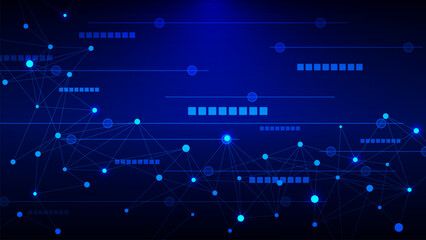 Obraz premium Abstract digital technology background with connecting points and lines, symbolizing fast digital network connection and communication concept backdrop