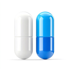 drug or pill blue and white realistic 3D isolated on white background.