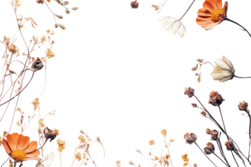 PNG Real pressed flowers border background nature herbs.