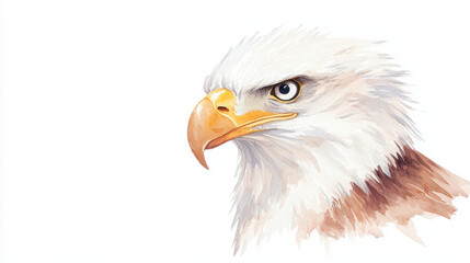 Obraz premium Feel free flying concept. A detailed illustration of a majestic eagle, showcasing its sharp beak, piercing eyes, and striking plumage against a plain background.