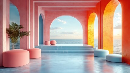 pastel colored geometric composition 3d rende