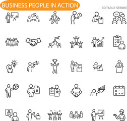 Business People Icons Teamwork, Strategy, Presentation, Collaboration, Success