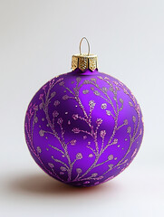 Christmas decorative purple ball isolated on white background