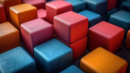 Obraz premium set of colorful cubes 3d rende