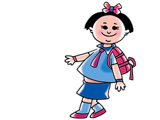 Illustration of a happy girl going to school