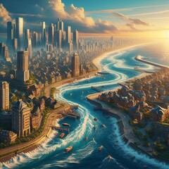 Seaside City Flow Connecting the city to the ocean with tidal in