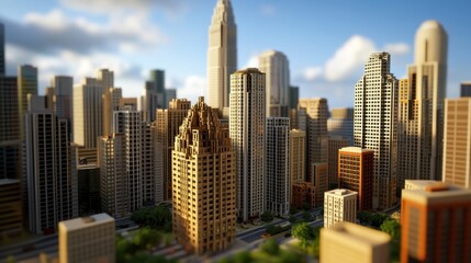 Obraz premium Captivating Cityscapes: A Tilt-Shift Perspective of a Bustling Metropolis