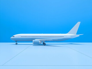 Fototapeta premium 3D Airplane Model on Blue Background
