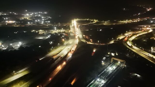 Multiple Expressway Merging together Nighttime