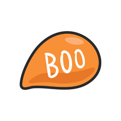 boo text bubble with outline in flat vector design.