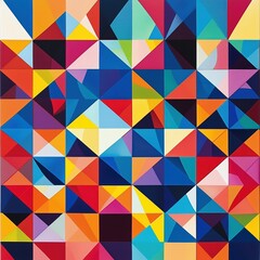 Fototapeta premium Colorful Geometric Abstract Art with Vibrant Triangles and Dynamic Color Palette