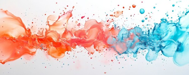 Obraz premium Vibrant Coral and Aqua Splashes on White, Generative AI