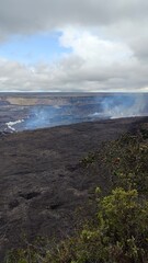 The black coastal landscapes and lava beaches from the active volcanoes on the big island of Hawaii, Pacific