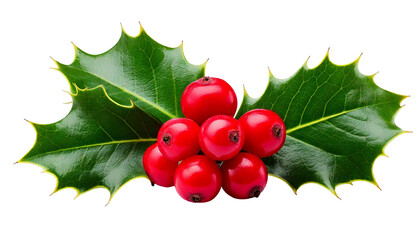 holly berries isolated on white, holly berry and leaves on white background