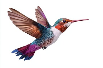 Obraz premium Vibrant Hummingbird in Flight with Colorful Feathers and Graceful Wings