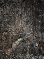Majestic rock face dominating chamonix mountain landscape in autumn November