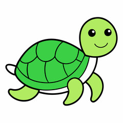 cute turtle vector icon illustration on white background
