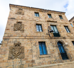 Leon, Spain - November 02, 2024: Surroundings and historic buildings in the surrounding streets of the Plaza de la Regla in the city of Leon, Spain