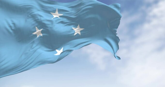 Flag of Federated states of Micronesia waving on a clear day