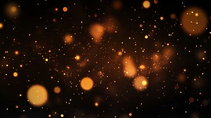 Golden Bokeh Abstract Dark Background, Scattered Lights, Festive Concept, Gold Dust, Sparkles Bokeh, Abstract Background