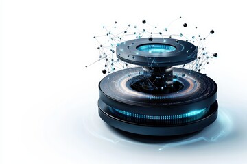 Dynamic Digital Technology Concept Abstract with Data Connections and Circular Elements