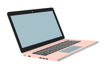 Fototapeta premium Laptop. Minimalistic illustration of a modern pink laptop with a sleek design on a white background