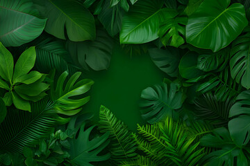 Lush Green Tropical Leaf Background Illustration