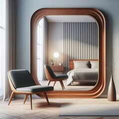 Mid Century Modern Mirror A mirror with a mid century modern des