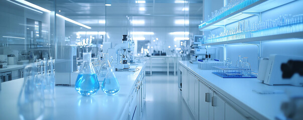 Modern virology lab with advanced research equipment and sterile environment